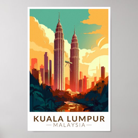 Poster Kuala Lumpur Malaisie Travel Art Vintage (Devant)