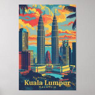 Poster Kuala Lumpur Malaisie Vintage Art Travel