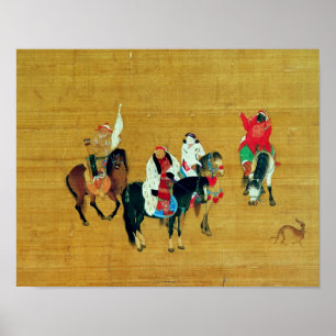 Poster Kublai Khan  Hunting, Yuan dynasty