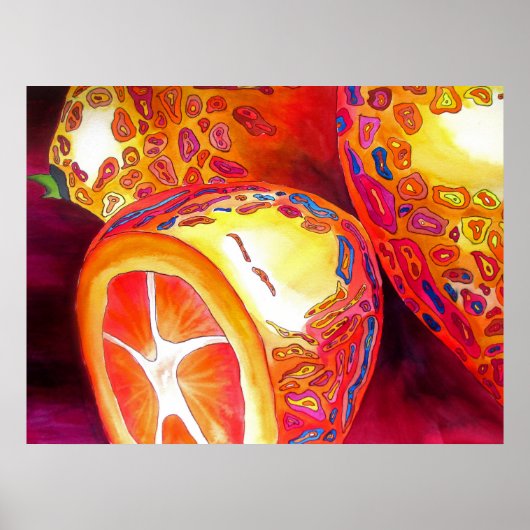 Poster Kumquats d'orange Aquarelle de fruits de vie morte (Devant)