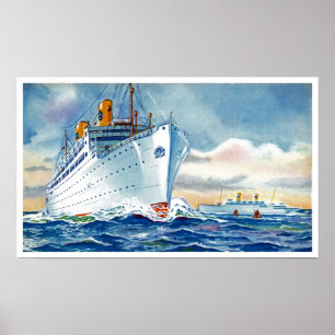 Poster Kungsholm and Gripsholm at Sea