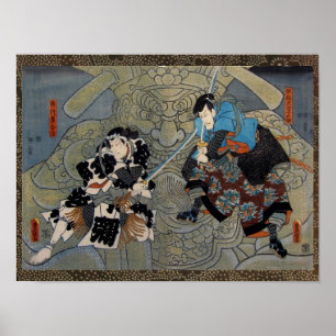 Poster Kunisada, le carrefour de Gappo