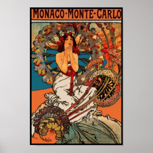 Poster  Kunst Alfons Mucha Monaco Monte Carlo