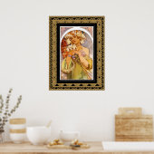 Poster  kunst Alphonse Mucha met Lijst (Keuken)