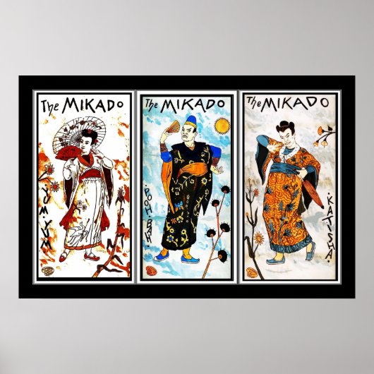 Poster kunst Japans Mikado 3 panels (Voorkant)