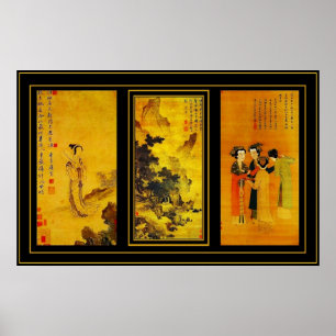 Poster  Kunst Japanse Tang Yin Panels
