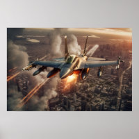Poster Kunst Militair Gevechtsvliegtuig