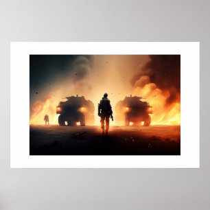 Poster Kunst Militaire Actie Scène