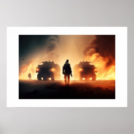 Poster Kunst Militaire Actie Scène (Voorkant)