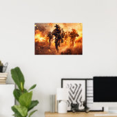 Poster Kunst Militaire Actie Scène (Thuiskantoor)