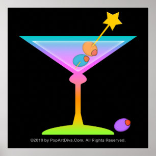 Poster, Kunst - Rainbow Martini Poster