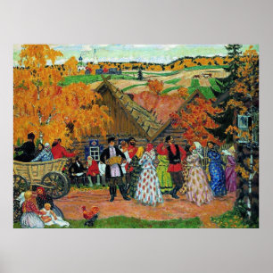 Poster Kustodiev - Fête de village,