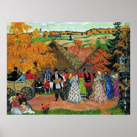 Poster Kustodiev - Fête de village, (Devant)