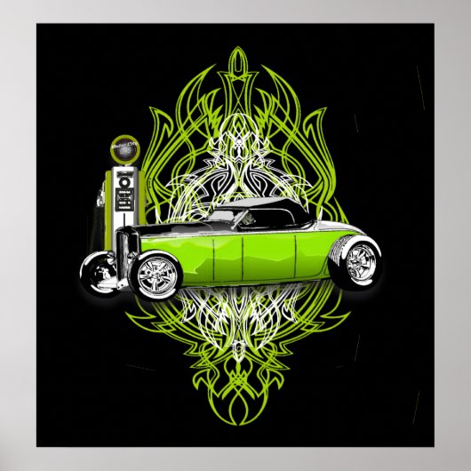 Poster Kustom Striping et un 32 sur Black (Devant)