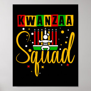 Poster Kwanza Squad Famille Noël Afro-américain Joyeux