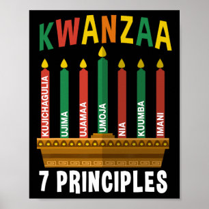 Poster Kwanzaa 7 Principes Bougies Kinara Pan Africains P