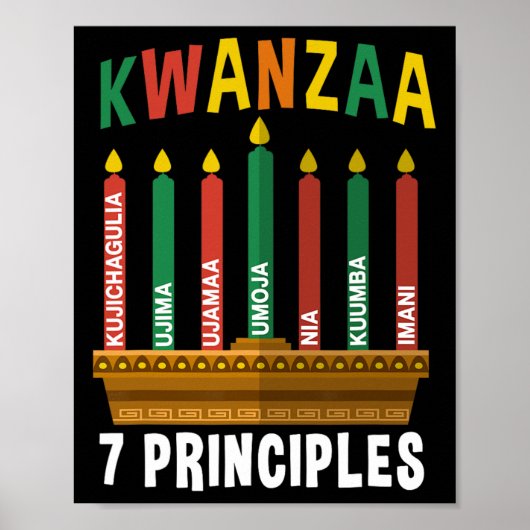 Poster Kwanzaa 7 Principes Bougies Kinara Pan Africains P (Devant)