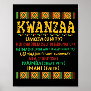 Poster Kwanzaa Noël Africain Américain 7 Principes Me