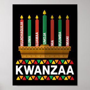 Poster Kwanzaa Principes Kwanzaa Bougies Kinara Pan Afri