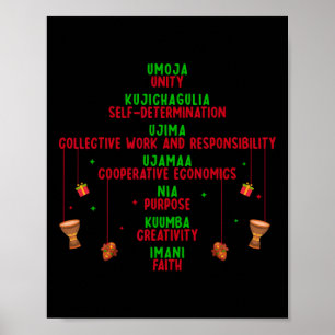 Poster Kwanzaa Sept Principes Arbre Unité Foi Graphique