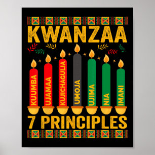 Poster Kwanzaa Sept Principes Bougies Hommes Femmes Kwanz