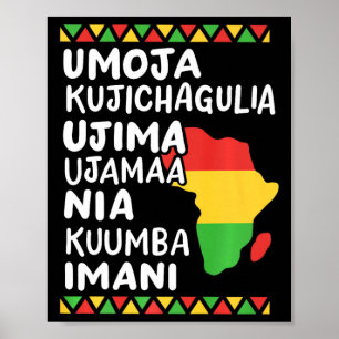 Poster Kwanzaa Sept Principes Carte Africaine Black Pride