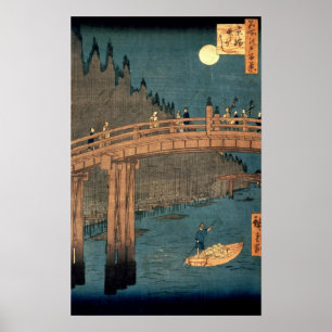 Poster Kyoto bridge by moonlight