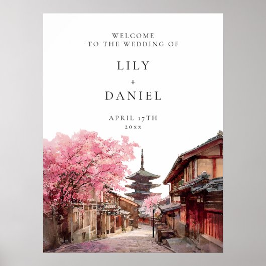 Poster Kyoto Japan Wedding Welcome Sign (Devant)