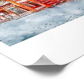 Poster Kyoto Japon Aquarelle Dessin main (Coin)