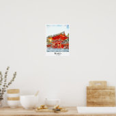 Poster Kyoto Japon Aquarelle Dessin main (Cuisine)