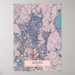 Poster Kyoto - Japon Breezy City Map