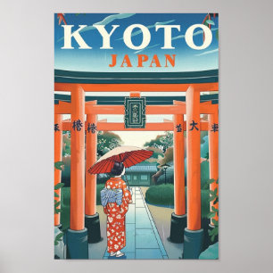 Poster Kyoto Japon Vintage célèbre Travel Place