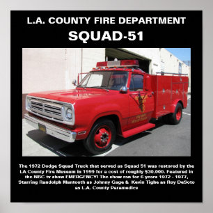Poster L.A. Copie du département Squad-51 du feu du comté