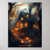 Poster L’Halloween de la sorcière avec des fissures (Devant)