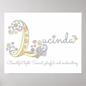 Poster L monogramme art Lucinda filles nom signifiant aff (Devant)
