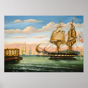 Poster La baie de New York au coucher du soleil par des