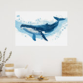 Poster La baignade des mammifères de baleine bleue (Cuisine)