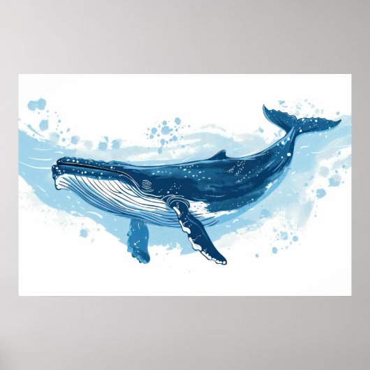 Poster La baignade des mammifères de baleine bleue (Devant)