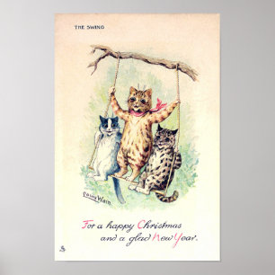 Poster La Balançoire, Noël et Nouvel An, Louis Wain