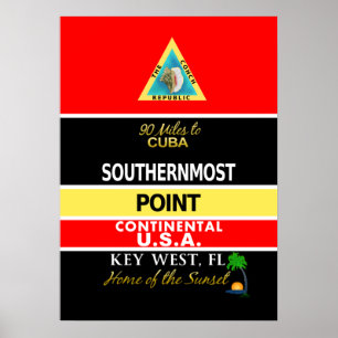 Poster La balise Key West de point la plus la plus au sud
