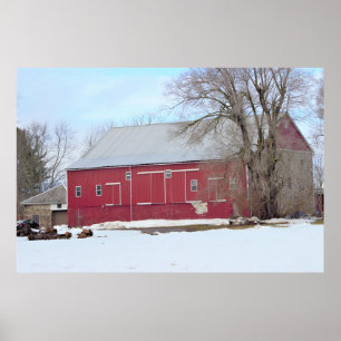 Poster La Barne Rouge dans la neige
