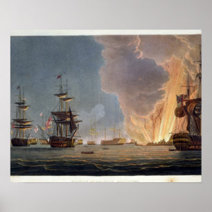 Poster La bataille du Nil, le 1er août 1798, gravé