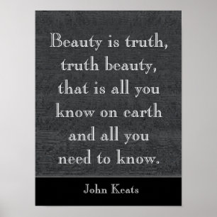 Poster La beauté est la vérité - Citation de Keats - impr