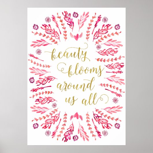 Poster La beauté fleurit | Devis de calligraphie de Faux  (Devant)
