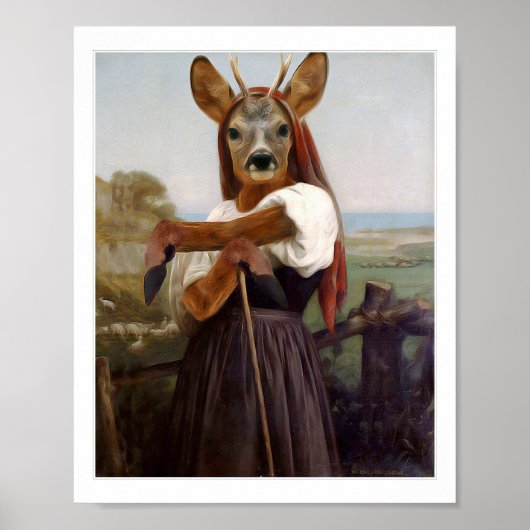 Poster La bergère des cerfs les plus sèches de Bouguereau (Devant)