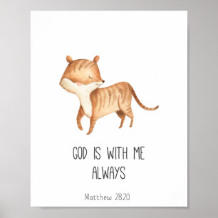 Poster La Bible Enfante Verse Dieu est avec moi toujours