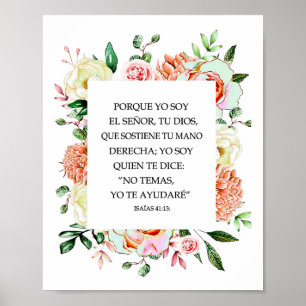 Poster La Bible espagnole Verse Isaías 4113 Porque Yo Soy