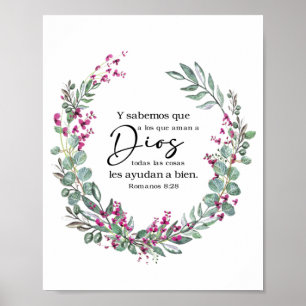 Poster La Bible espagnole Verse Romanos 8:28 Póster