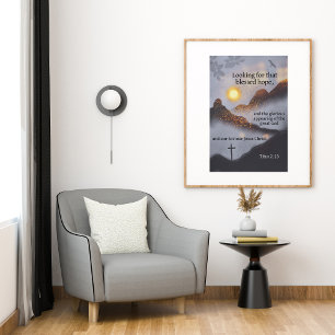 Poster La Bible Verse Coucher de soleil de montagne