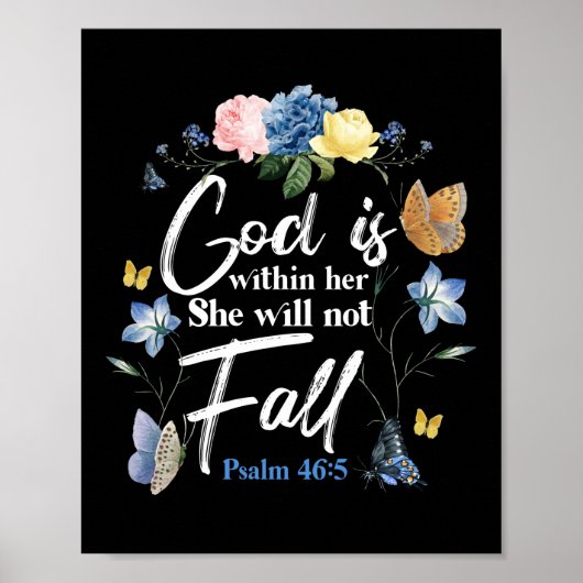 Poster La Bible Verse Dieu Est En Elle Elle Elle Ne Tombe (Devant)